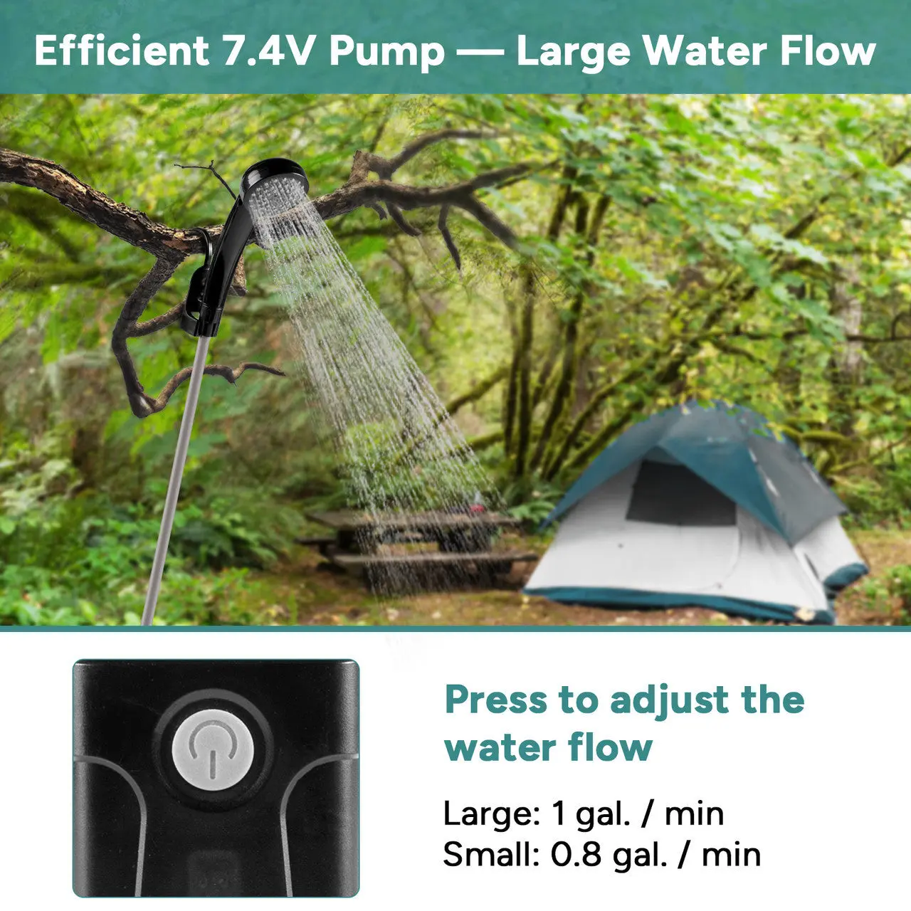 Dr.Prepare 15L Portable Camping Shower Kit with Foot Pump - Image 3
