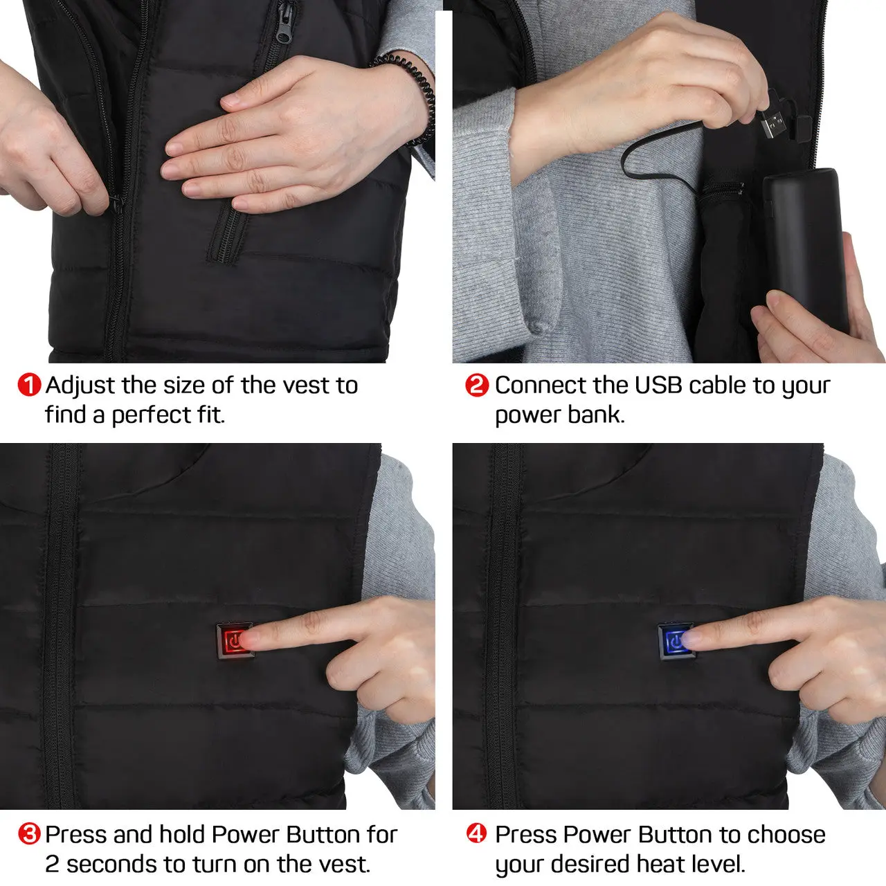 Dr.Prepare Unisex Heated Vest - 6 Heating Zones & Plus Size - Image 4